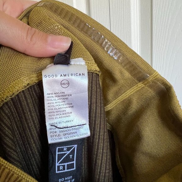 Good American Olive Green Active Essential Ribbed Leggings Women's Size 00/0 - Picture 9 of 10